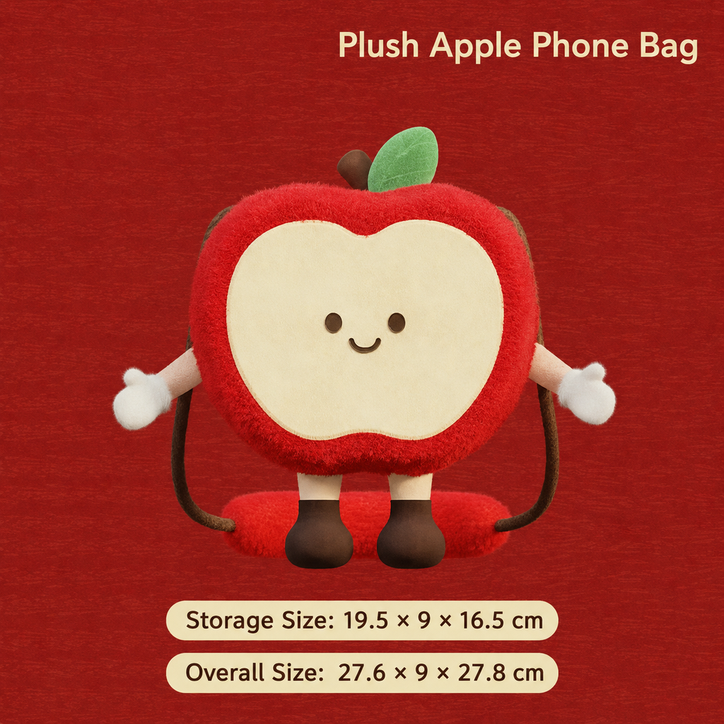 Cute Plush Apple Crossbody Bag