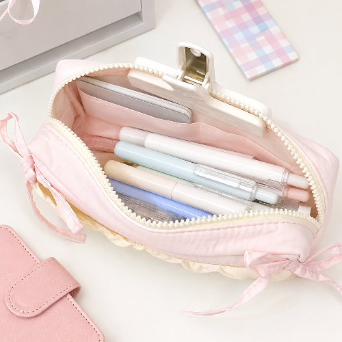 Cute Sakura Pink Cloud Pencil Case | Soft Puffy Large Capacity Stationery Bag