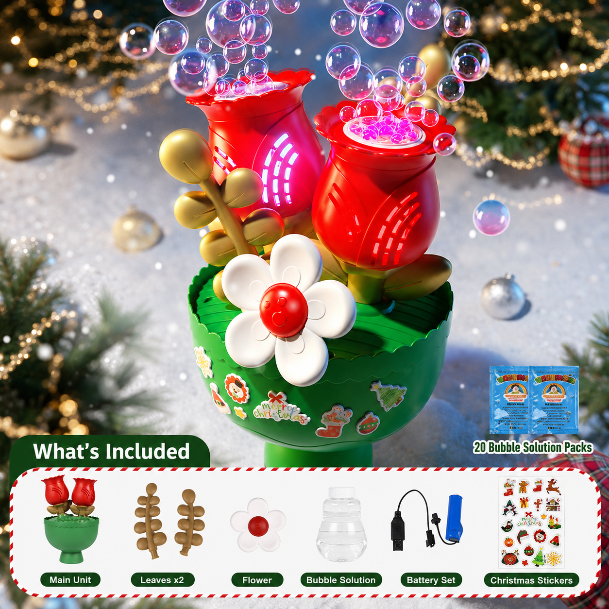 Flower Magic Bubble Blower 🫧 Automatic Flower Bubble Machine Toy for Kids & Parties