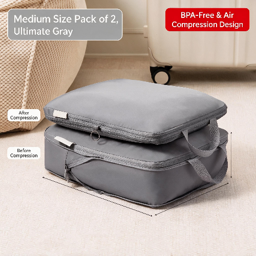 Travel Compression Packing Cubes for Clothes and Underwear