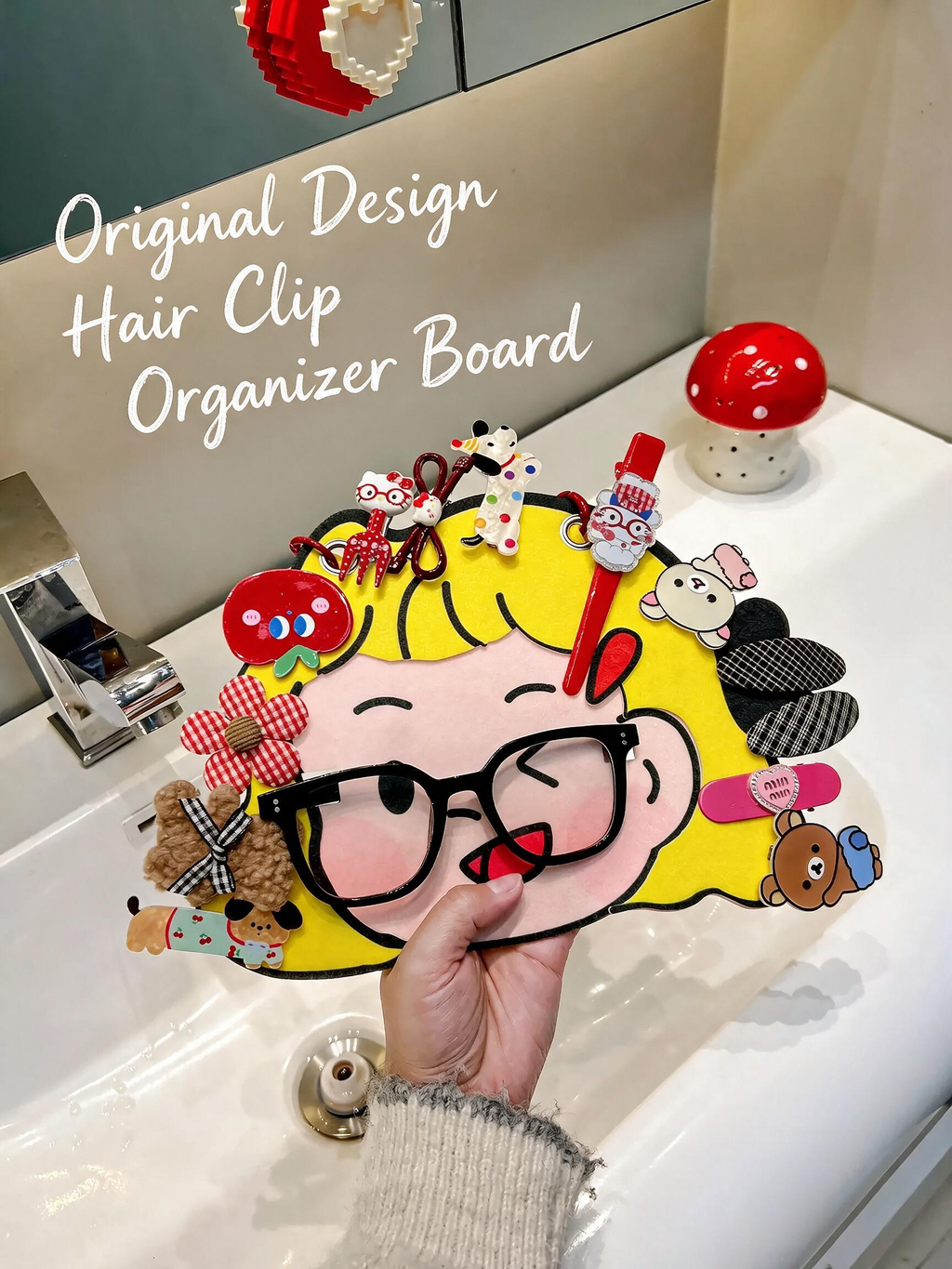 Wall-Mounted Hair Accessory & Eyewear Organizer