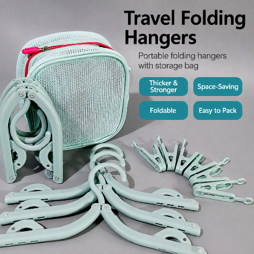 Portable Folding Clothes Hanger with Storage Bag