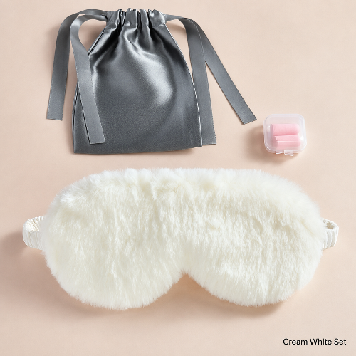 Kawaii Plush Sleep Mask | Soft Faux Fur & Silk Blackout Eye Mask