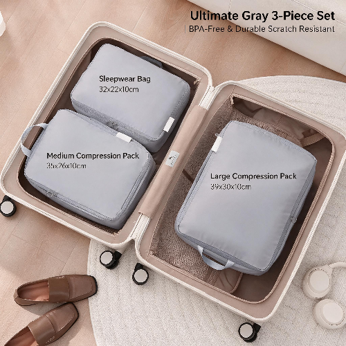 Travel Compression Packing Cubes for Clothes and Underwear