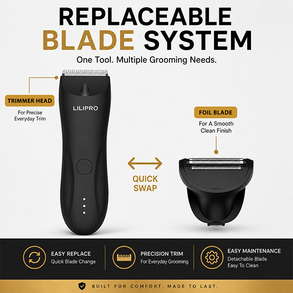 LILIPRO B9 Premium Body Groomer for Men | LED Light, Ceramic Blade & SkinSafe Trimming