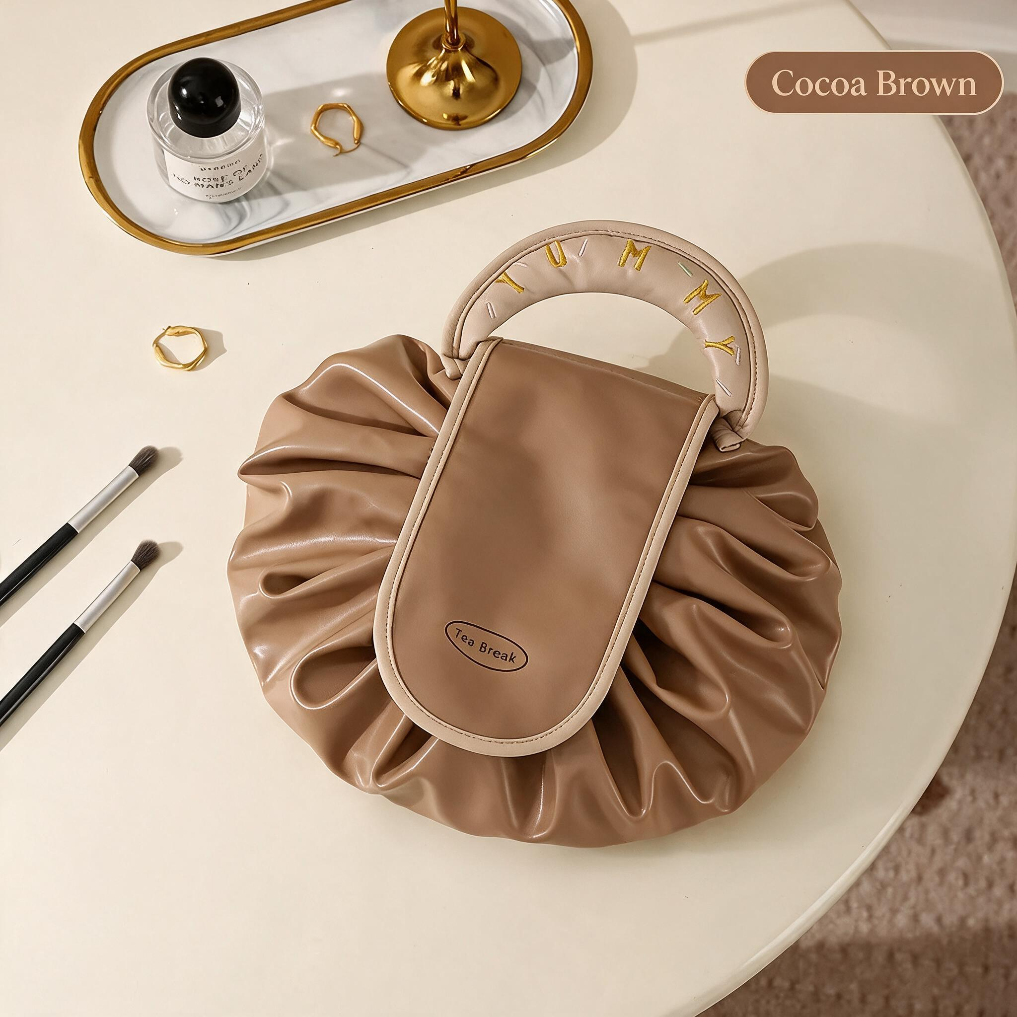 Lay-Flat Drawstring Travel Makeup Bag