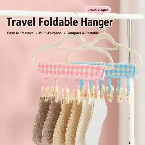 Portable Folding Travel Hangers with Clips  Mini Clothes Drying Rack for Hotels & Trips