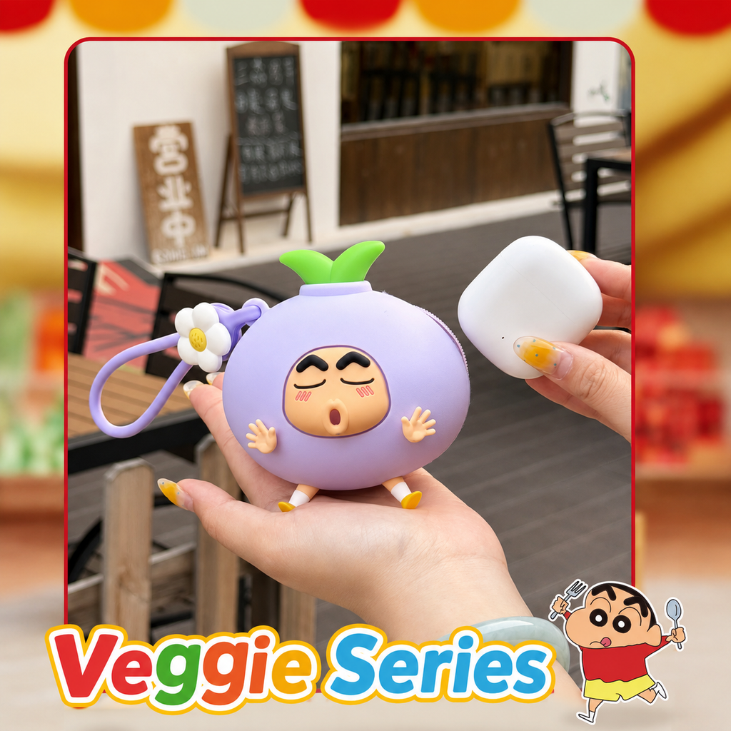 Funny Cartoon Eggplant Mini Coin Pouch Keychain