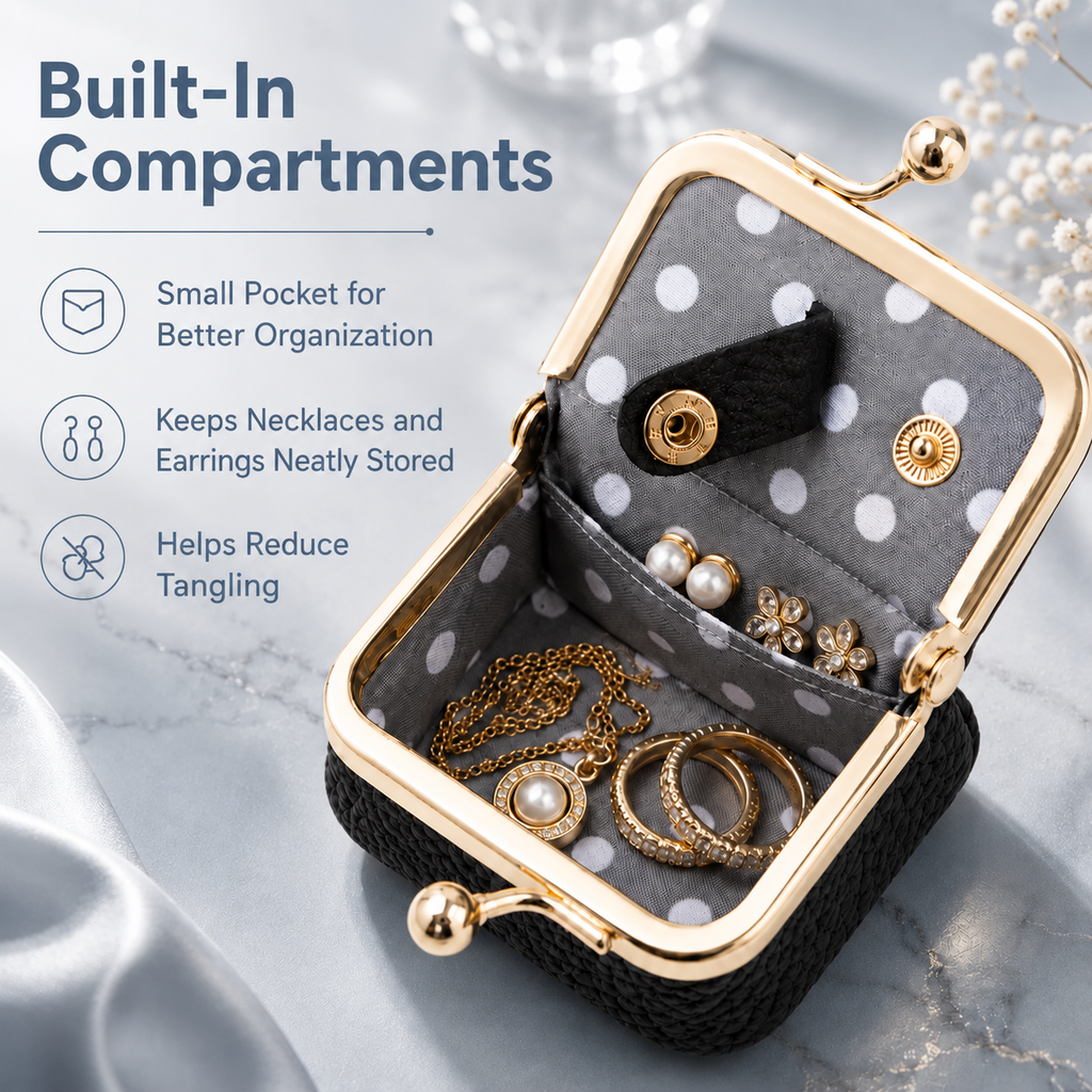 Mini Leather Jewelry Case for Rings, Earrings & Necklaces