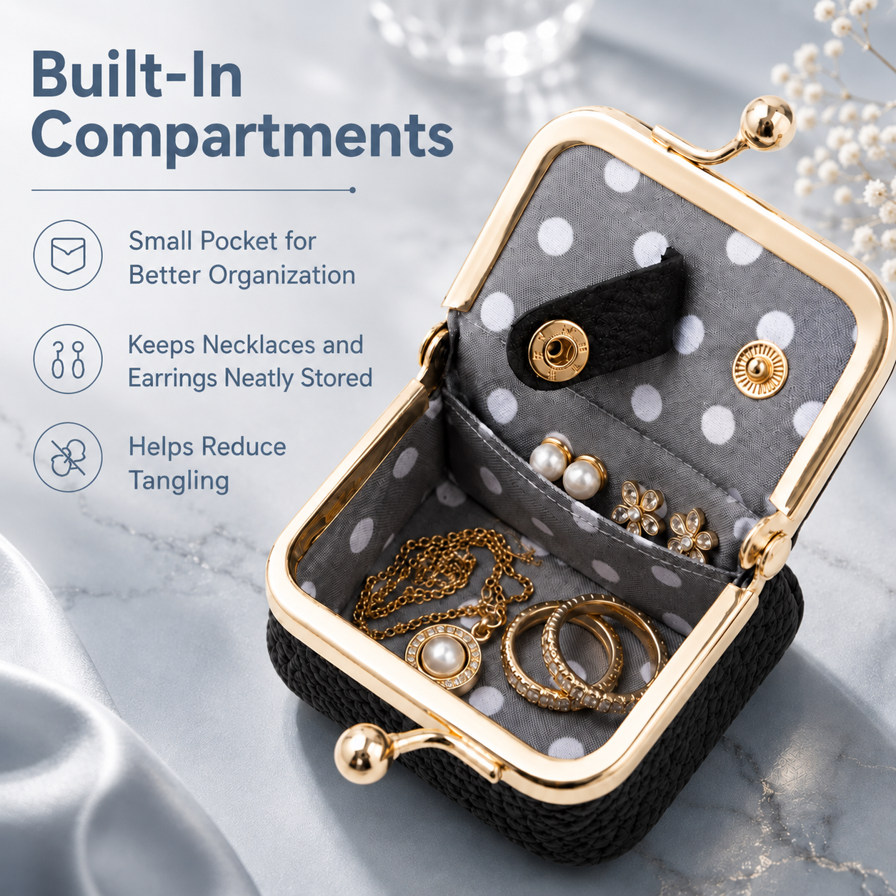 Mini Leather Jewelry Case for Rings, Earrings & Necklaces