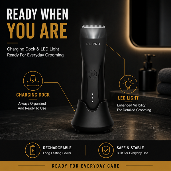 LILIPRO B9 Premium Body Groomer for Men | LED Light, Ceramic Blade & SkinSafe Trimming