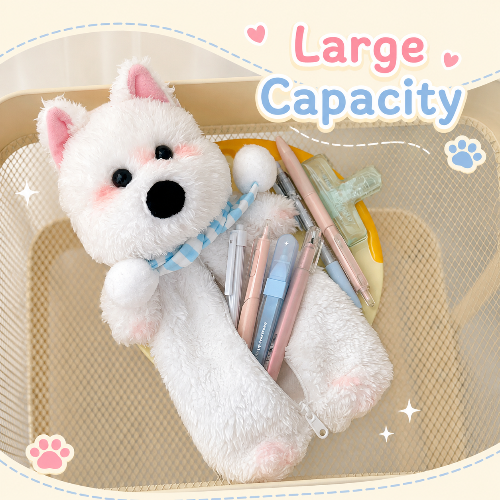 Cute Puppy Plush Pencil Case & Makeup Pouch