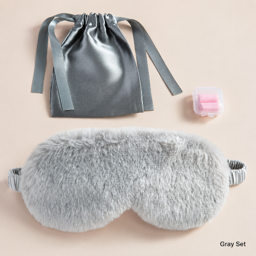 Kawaii Plush Sleep Mask | Soft Faux Fur & Silk Blackout Eye Mask
