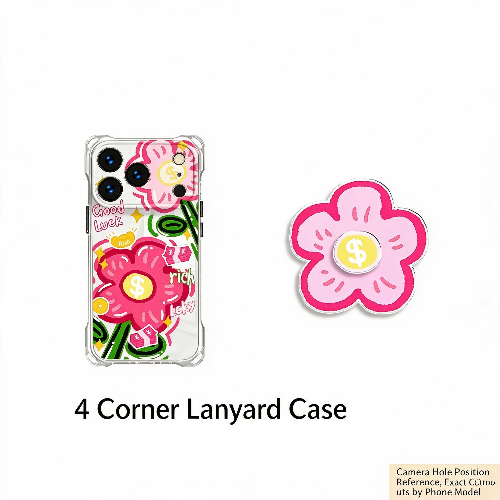 Shockproof Rotating Stand Phone Case with Crossbody & Wrist Straps