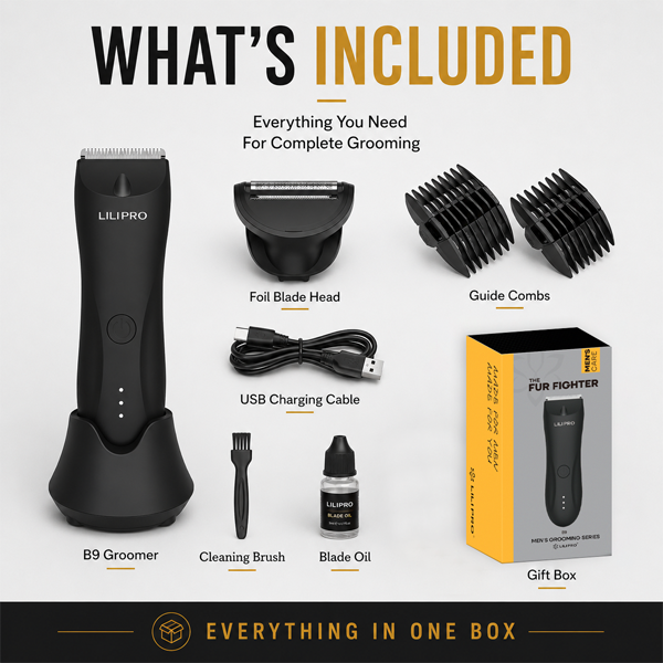 LILIPRO B9 Premium Body Groomer for Men | LED Light, Ceramic Blade & SkinSafe Trimming