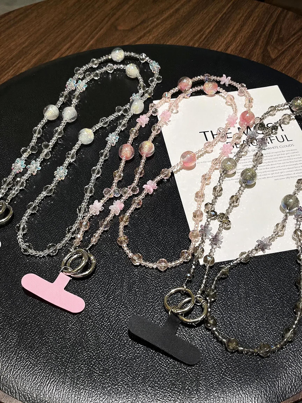 Summer Crystal Beaded Crossbody Phone Strap with Floral Charms