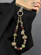 Maillard Crystal Beaded Phone Wrist Strap with Mouse Charm