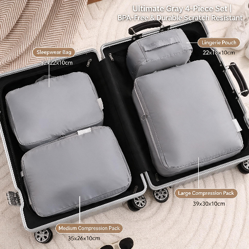 Travel Compression Packing Cubes for Clothes and Underwear