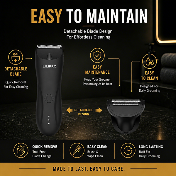 LILIPRO B9 Premium Body Groomer for Men | LED Light, Ceramic Blade & SkinSafe Trimming