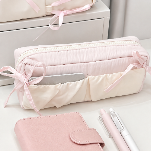 Cute Sakura Pink Cloud Pencil Case | Soft Puffy Large Capacity Stationery Bag