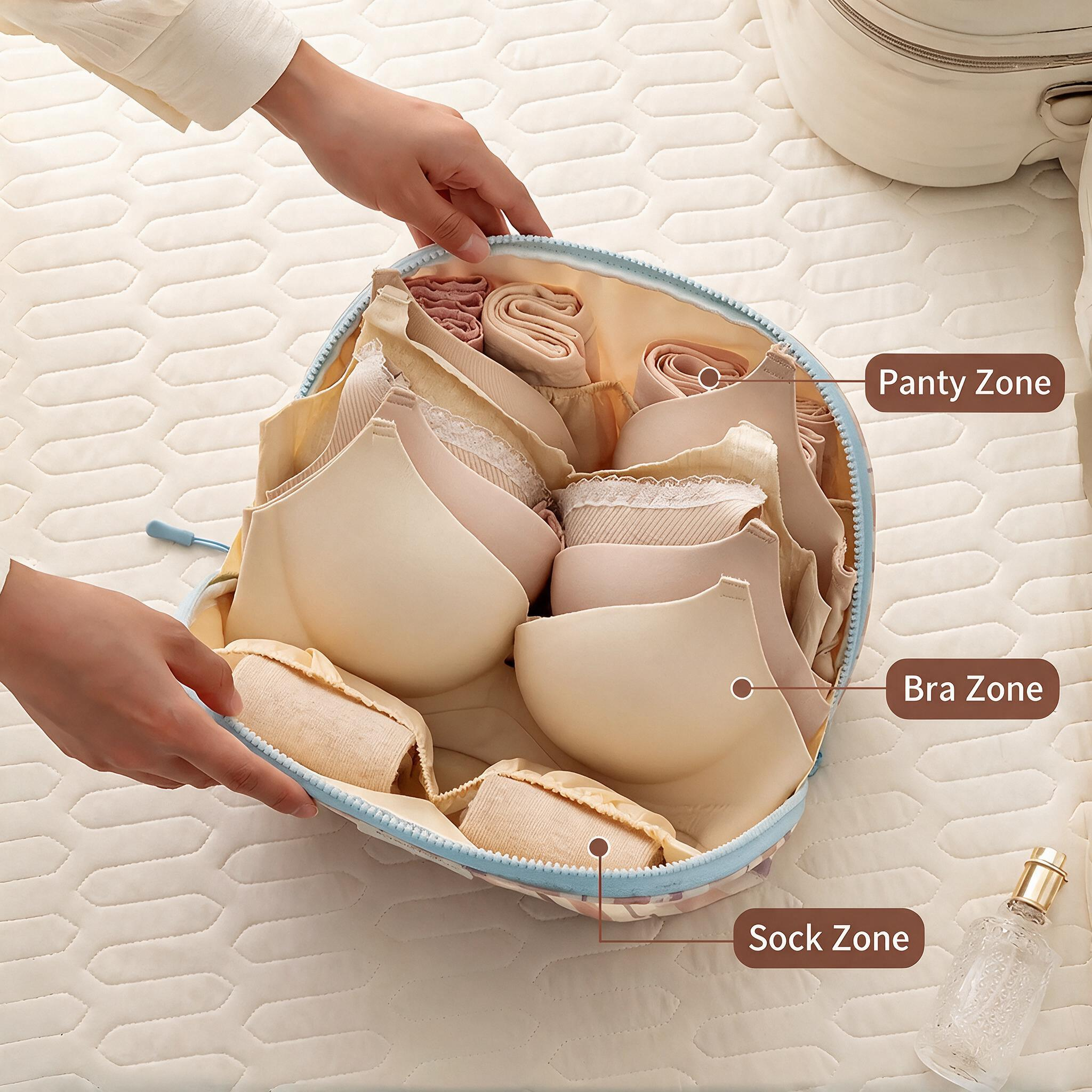 3-in-1 Travel Lingerie Organizer Bag with Compartments