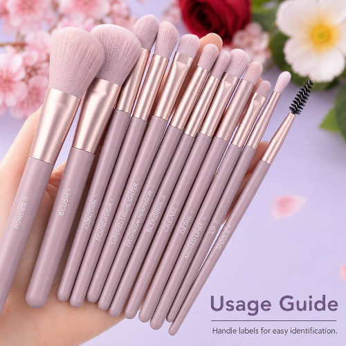 12-Piece Makeup Brush Set with Eyeshadow, Blush, Powder & Contour Brushes