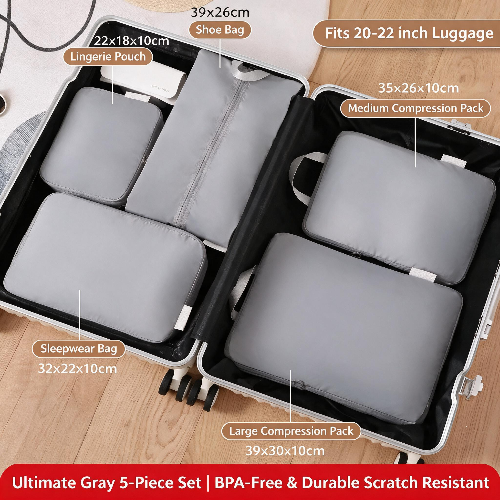 Travel Compression Packing Cubes for Clothes and Underwear