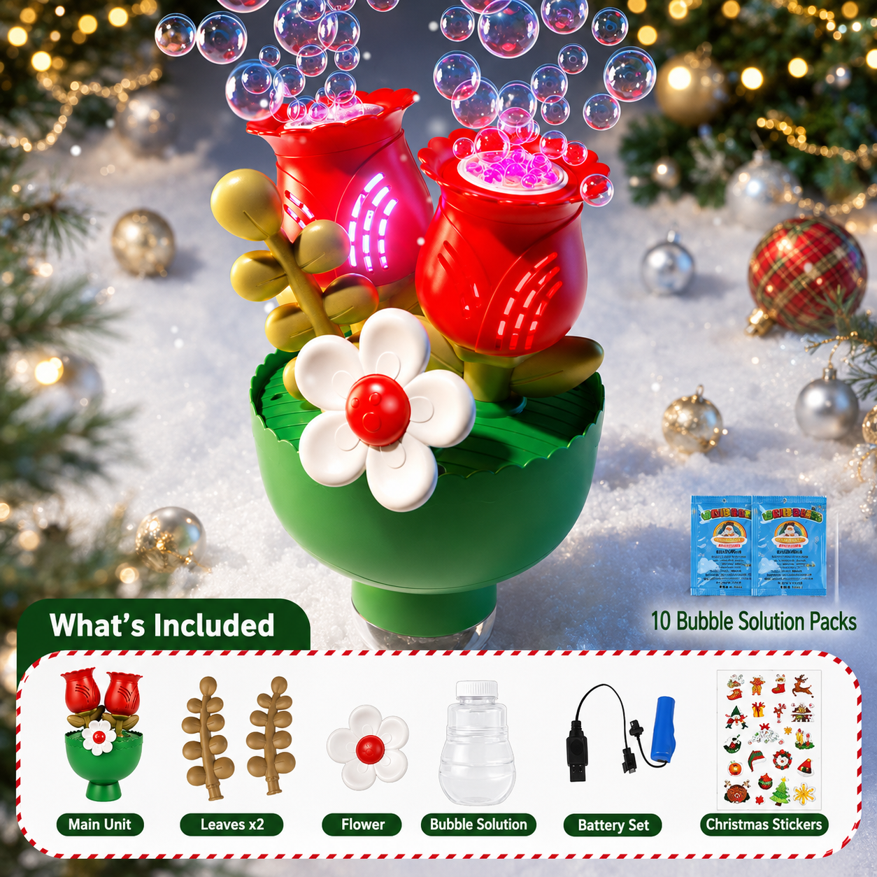 Flower Magic Bubble Blower 🫧 Automatic Flower Bubble Machine Toy for Kids & Parties