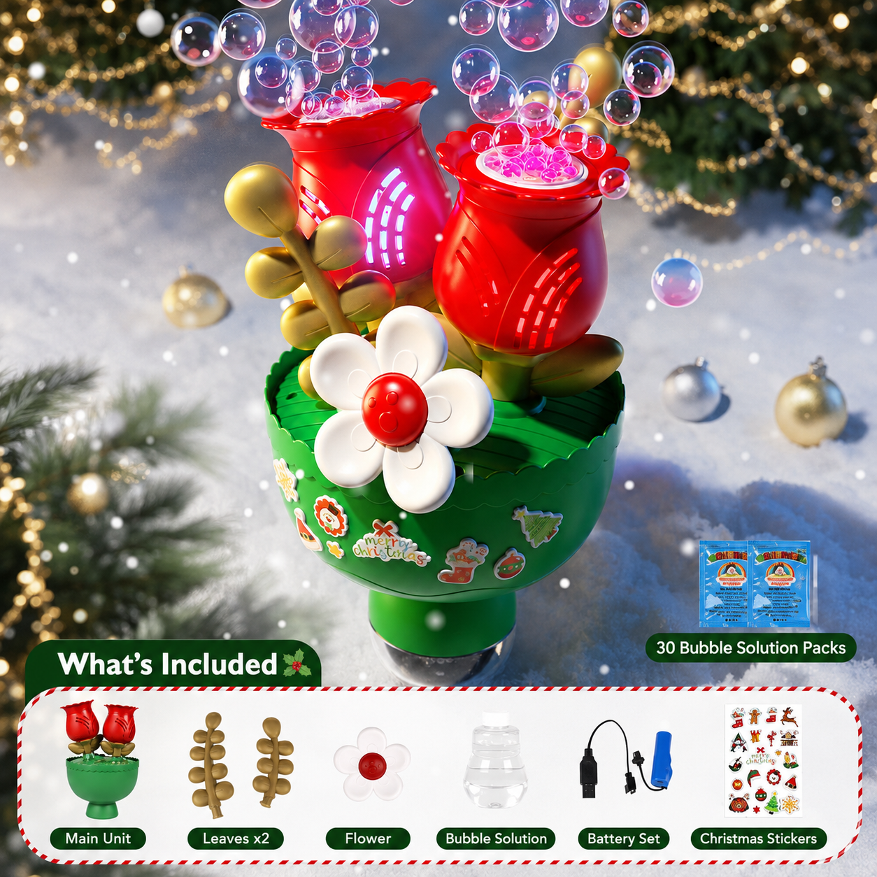 Flower Magic Bubble Blower 🫧 Automatic Flower Bubble Machine Toy for Kids & Parties