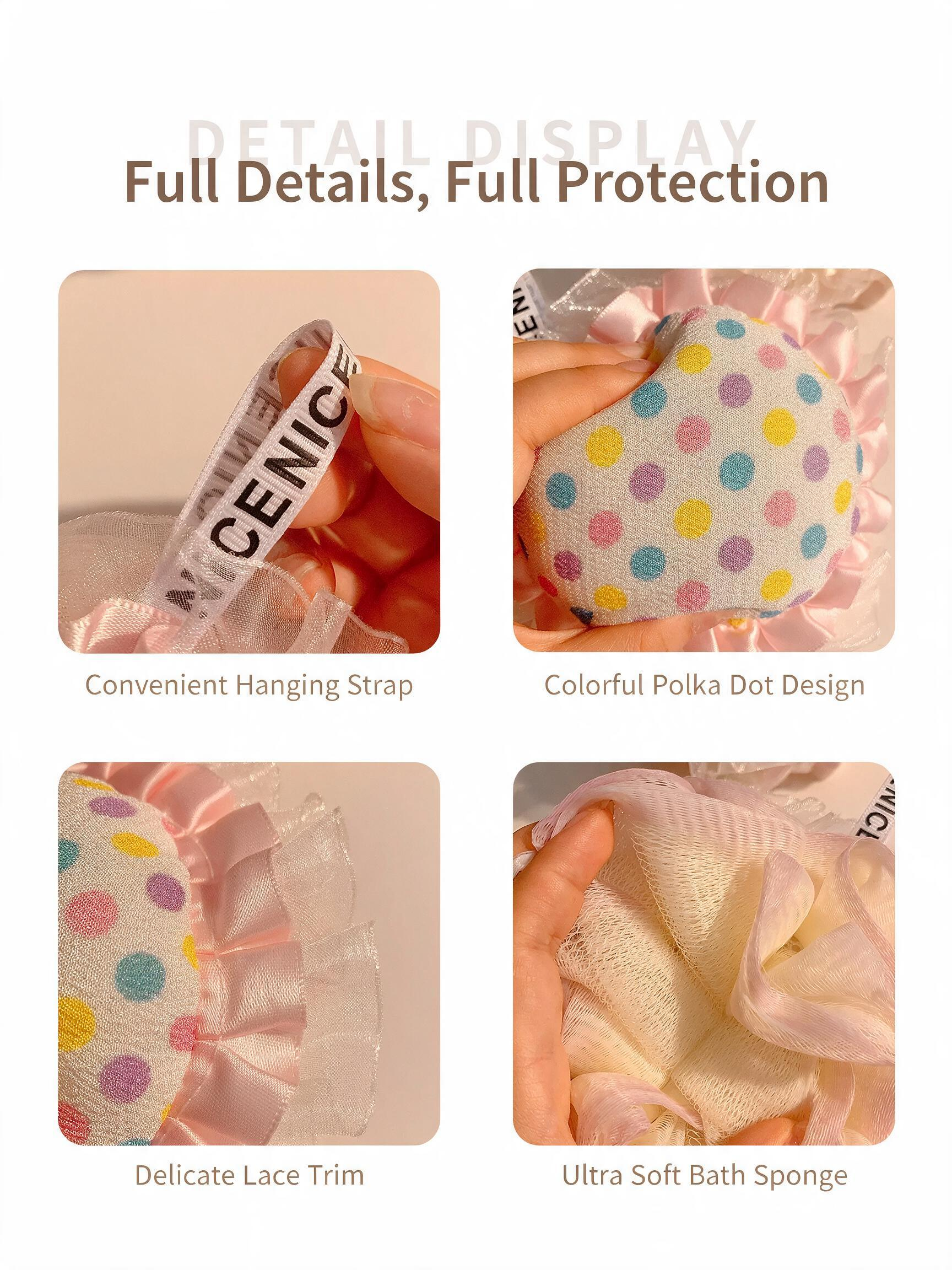 Cute Polka Dot Dual-Sided Bath Loofah