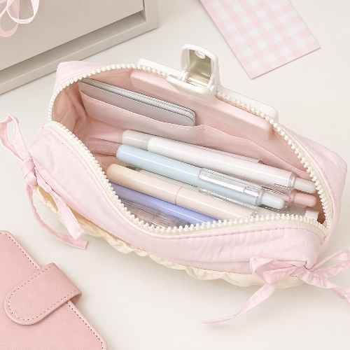 Cute Sakura Pink Cloud Pencil Case | Soft Puffy Large Capacity Stationery Bag