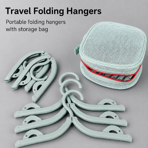 Portable Folding Clothes Hanger with Storage Bag