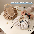 Lay-Flat Drawstring Travel Makeup Bag