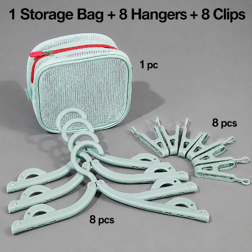 Portable Folding Clothes Hanger with Storage Bag