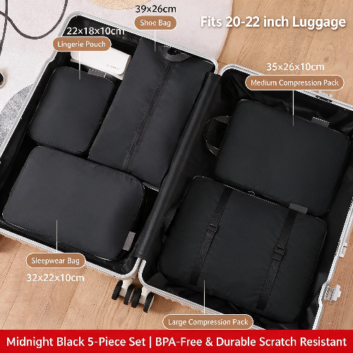 Travel Compression Packing Cubes for Clothes and Underwear