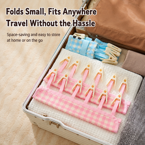 Portable Folding Travel Hangers with Clips  Mini Clothes Drying Rack for Hotels & Trips