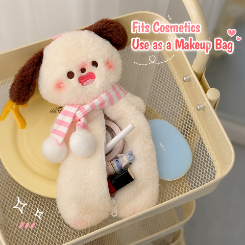 Cute Puppy Plush Pencil Case & Makeup Pouch