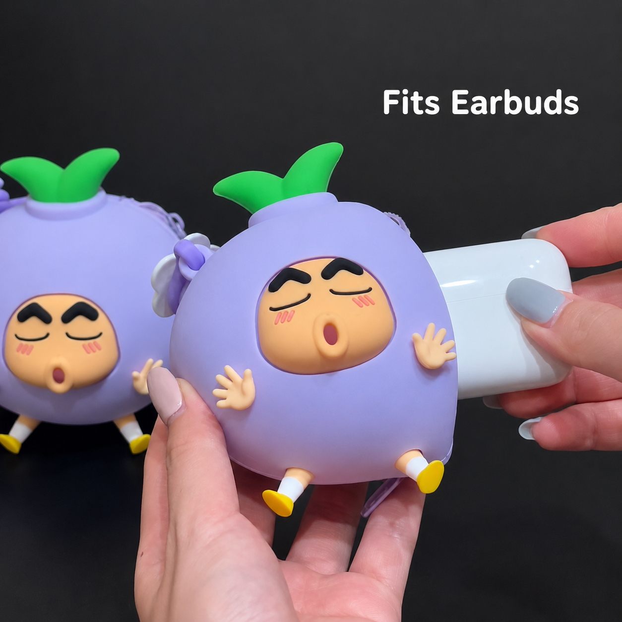 Funny Cartoon Eggplant Mini Coin Pouch Keychain