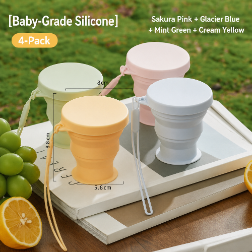 Portable Silicone Folding Travel Cup  Camping Mug & Toothbrush Rinse Cup