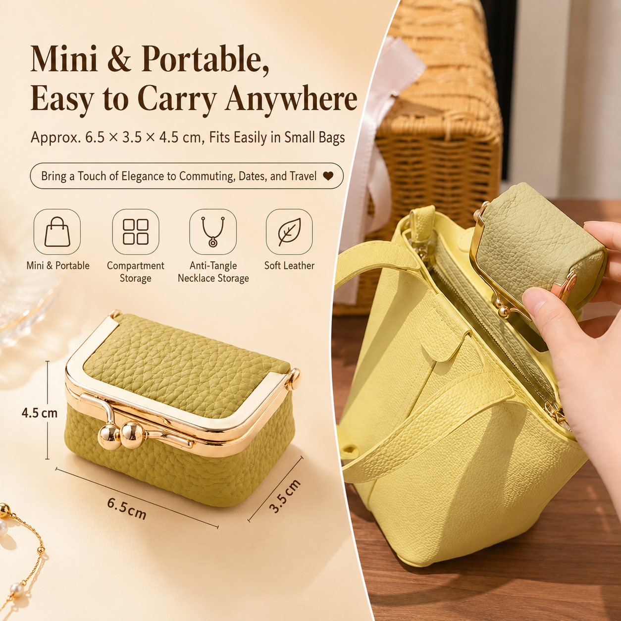 Mini Leather Jewelry Case for Rings, Earrings & Necklaces