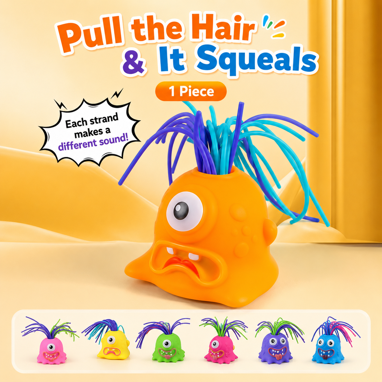 Viral Hair-Pulling Monster Toy with Lights & Screaming Sounds