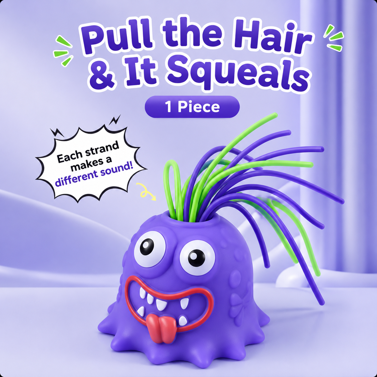 Viral Hair-Pulling Monster Toy with Lights & Screaming Sounds