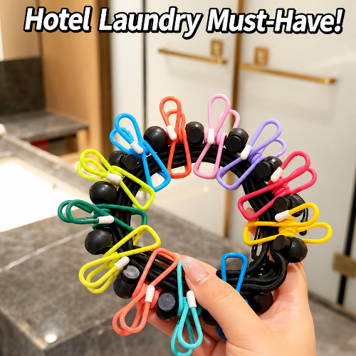 Portable Travel Clothesline for Hotel, Camping & Outdoor  No Drill Elastic Laundry Drying Rope