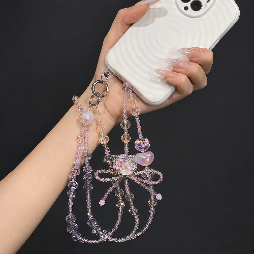 Amethyst Purple Cat Charm Crossbody Phone Strap