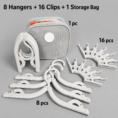 Portable Folding Clothes Hanger with Storage Bag