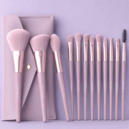 12-Piece Makeup Brush Set with Eyeshadow, Blush, Powder & Contour Brushes