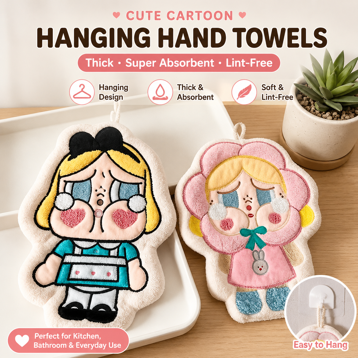 Cute Cartoon Hanging Absorbent Hand Towel