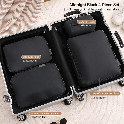 Travel Compression Packing Cubes for Clothes and Underwear