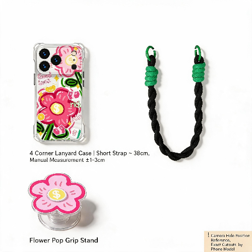 Shockproof Rotating Stand Phone Case with Crossbody & Wrist Straps