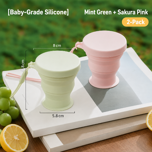 Portable Silicone Folding Travel Cup  Camping Mug & Toothbrush Rinse Cup